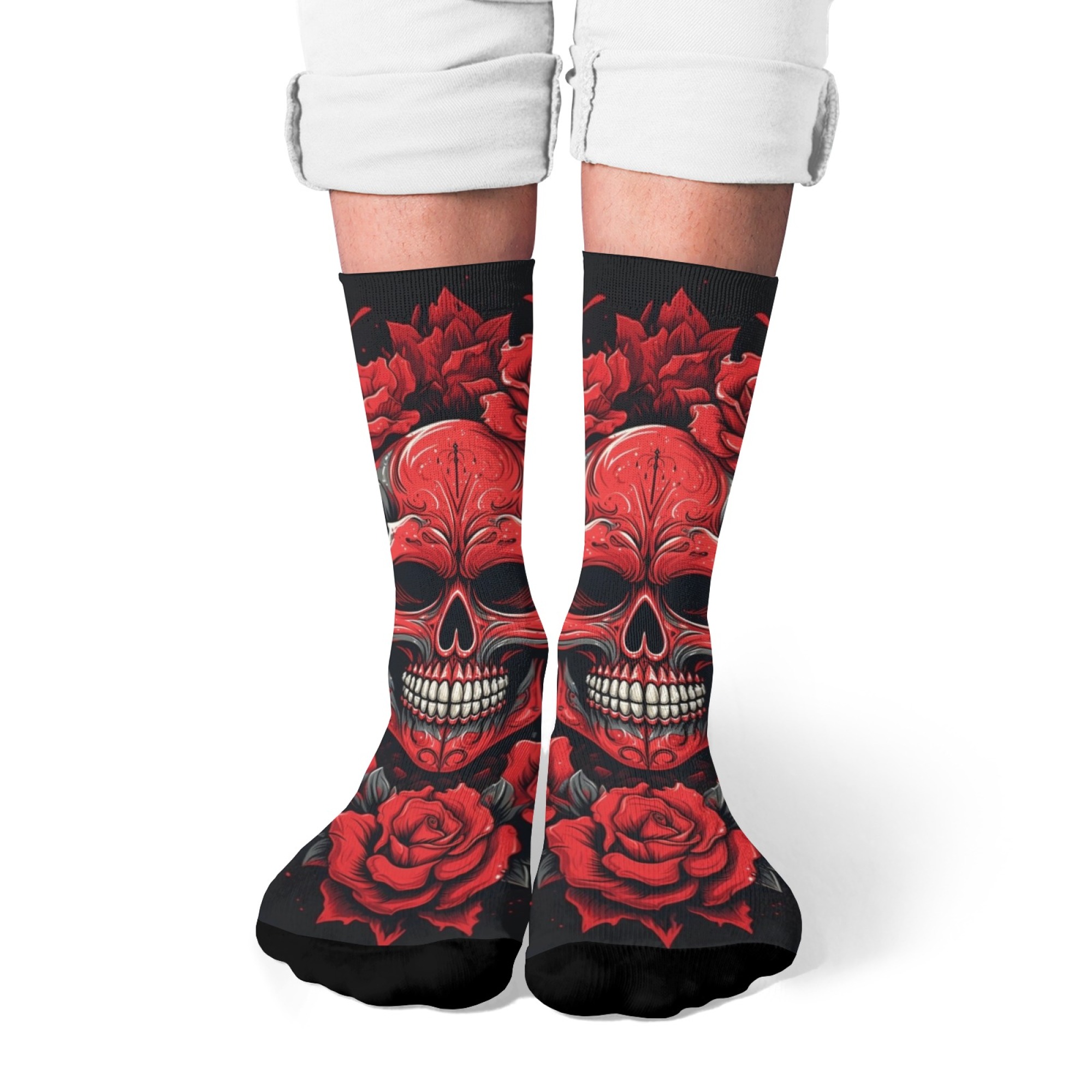 Outdoor Sport Hose - Vintage Rose Skull Fashion Socks Comfortable