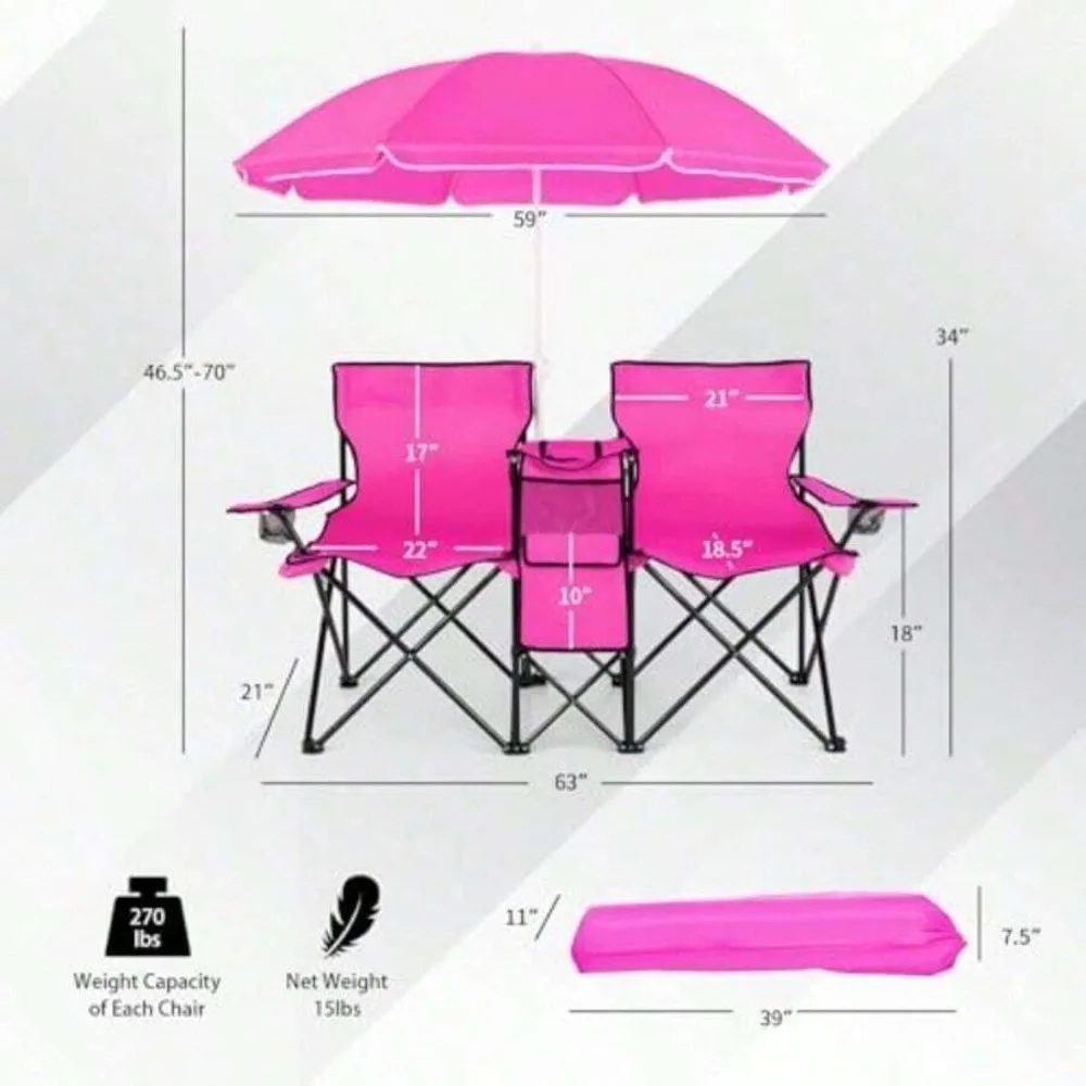 Portable Folding Double Camp C - Outdoor Sports Umbrella recension och pris