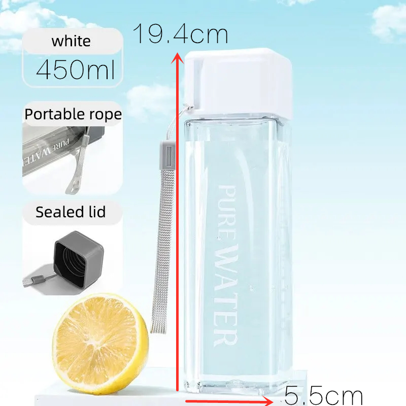 450ml,1pcs Clear Square Drinki - Outdoor Sport Glass Water Bottle recension och pris