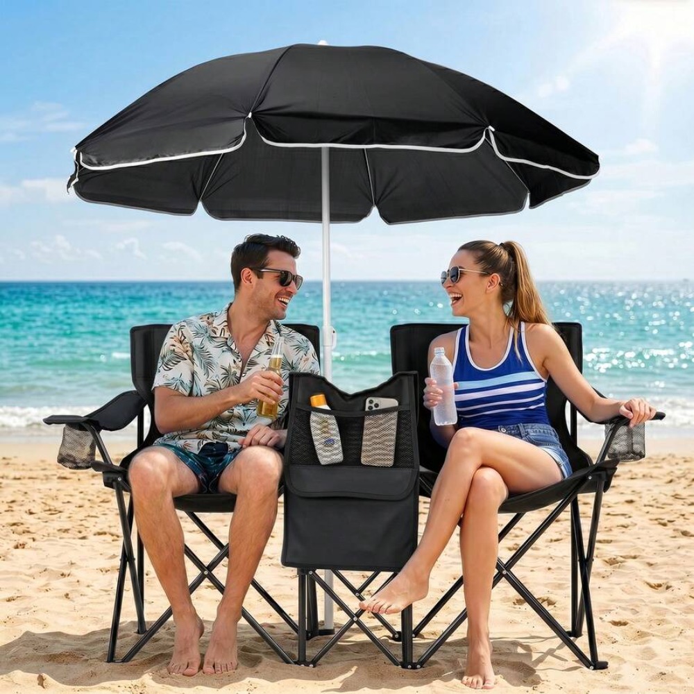 XL Double Folding Fishing Chai - Outdoor Sports Umbrella recension och pris