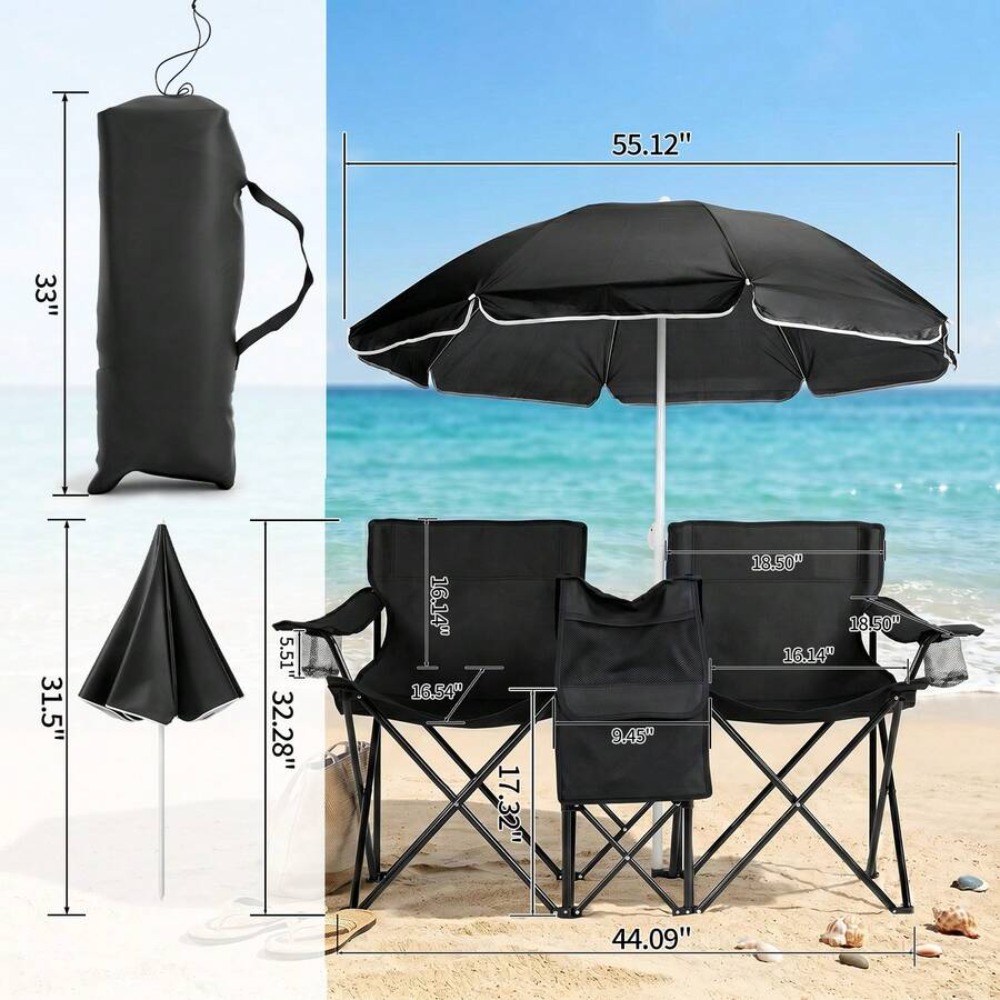 XL Double Folding Fishing Chai - Outdoor Sports Umbrella recension och pris