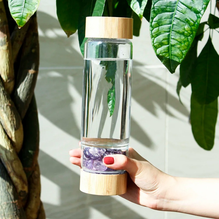 Large Diameter Crystal Natural - Outdoor Sport Glass Water Bottle recension och pris