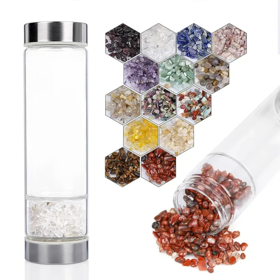 Large Diameter Crystal Natural - Outdoor Sport Glass Water Bottle recension och pris