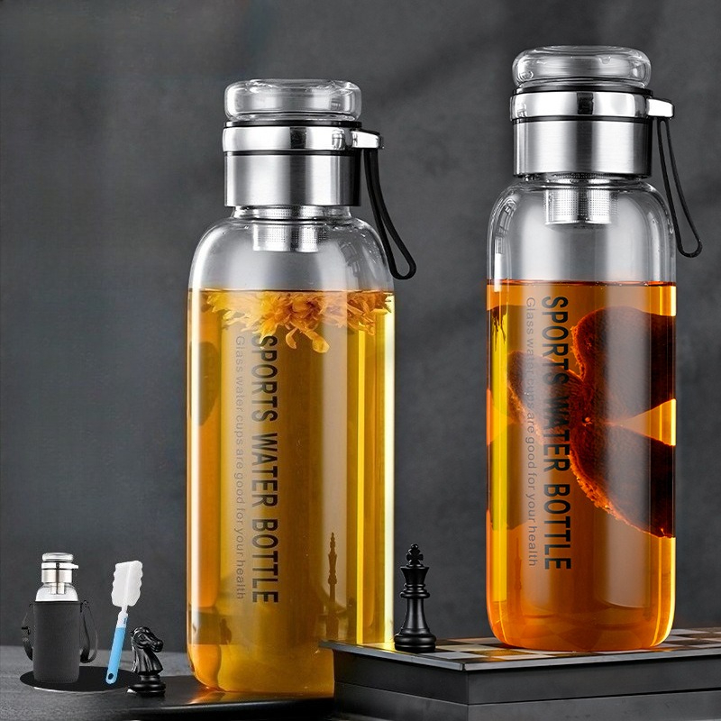 1.0/1.2 L Glass Water Bottle w - Outdoor Sport Glass Water Bottle recension och pris